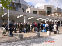 farmers gather outside Scottish Parliament
