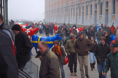 some of over 4500 farmers arrive in Brussels